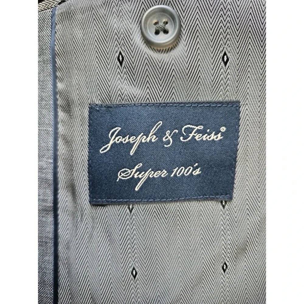 Joseph & Feiss Mens Sports Coat 44L Gray Wool 2 Button Blazer Jacket